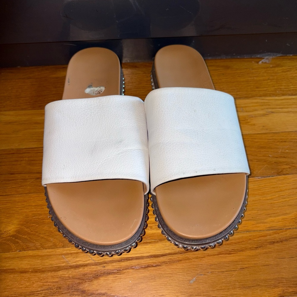Seven Dials White Slide Sandals
